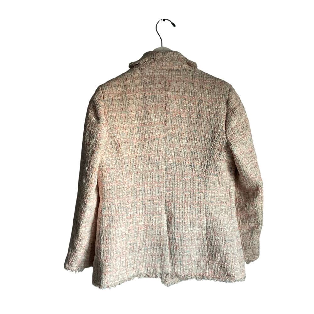 Guxi Pink Pastel Tweed Blazer with Pearls Fringe Preppy Old Money size XL - Picture 2 of 10